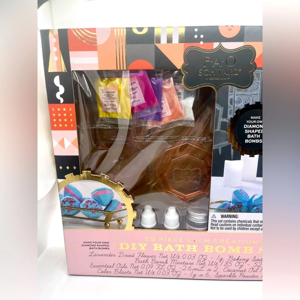 FAO Schwarz 25 Piece Calm Creations DIY Spa-Ready Bath Bomb Set for Kids New NIB